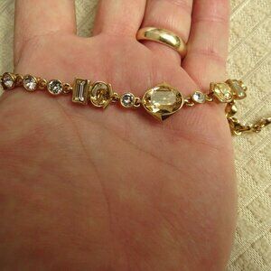 Givenchy Champagne and Clear Crystal Bracelet 7"